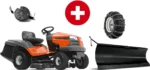 Husqvarna Rasentraktor TC 138L Winterpaket mit Schneeschild, Gummileiste, Gewicht und Schneeketten – Modell 2023