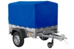 Anhänger 150 KIPP 150×106 cm [mit blauer Hochplane, Hochspriegel und Stützrad] – Bild 8