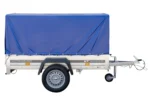 Anhänger Garden Trailer 200 KIPP 200×106 cm 750 kg [mit Hochspriegel, blauer Hochplane und Stützrad]-Neu – Bild 11
