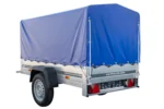 Anhänger Garden Trailer 200 KIPP 200×106 cm 750 kg [mit Hochspriegel, blauer Hochplane und Stützrad]-Neu – Bild 12
